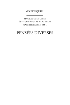 Couverture de Montesquieu - 15 Pensées diverses